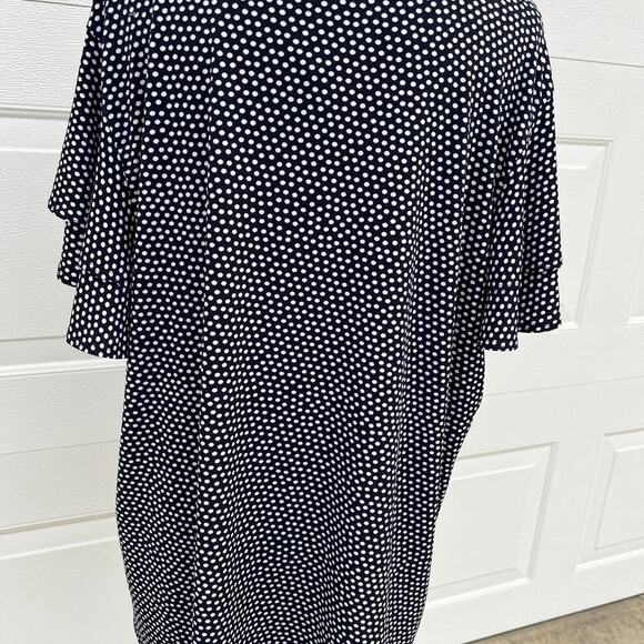 ADRIANNA PAPELL navy white dots, scoop neck short sleeve women’s size 2X top - Picture 5 of 9